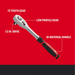 Craftsman Low Profile 1/2 in. drive Bi-Material Ratchet 72 teeth