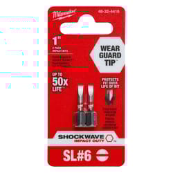 Milwaukee Shockwave Slotted 1/8 in. X 1 in. L Insert Bit Steel 2 pc