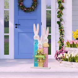 Glitzhome Easter Standing Decor Floral/Wood 1 pc