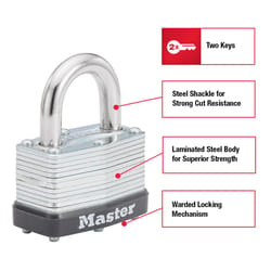 Master Lock 1-1/16 in. H X 1-3/4 in. W Laminated Steel Warded Locking Warded Padlock