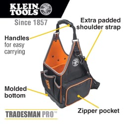 Klein Tools Tradesman Pro 8.8 in. W X 17 in. H Ballistic Polyester Tool Tote 20 pocket Black/Orange