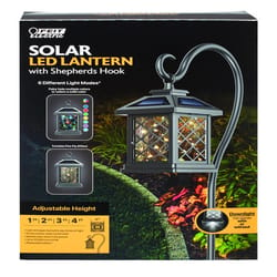 Feit 4 in. Solar Power Metal Square Coach Lantern Black Solar Lantern