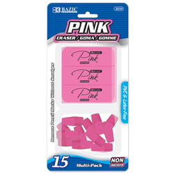 Bazic Products Pink Pencil Eraser Assortment 15 pk