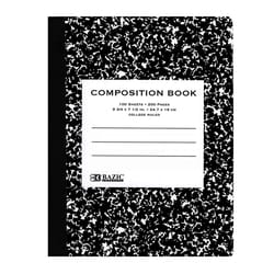 Bazic Products 9-3/4 in. W X 7-1/2 in. L College Ruled Stitched Black Marble Composition Book