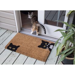 Entryways 30 in. W X 18 in. L Black/White Peeping Cats Coir Door Mat