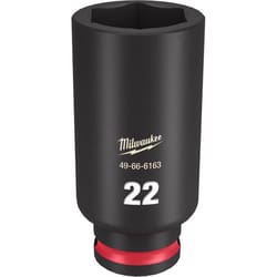 Milwaukee Shockwave 22 mm X 3/8 in. drive Metric 6 Point Deep Impact Socket 1 pc