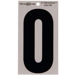 HILLMAN 5 in. Reflective Black Vinyl  Self-Adhesive Number 0 1 pc