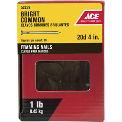 Ace 20D 4 in. Common Bright Steel Nail Round Head 5 lb Ace 20D 4 in. Common Bright Steel Nail Round Head 5 lb