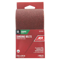 Ace 24 in. L X 3 in. W Aluminum Oxide Sanding Belt 50 Grit Coarse 2 pc