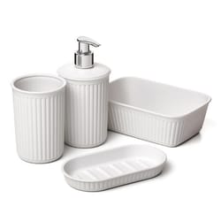 Superio Brand White Plastic Bath Accessory Set