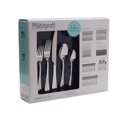 Pfaltzgraff Simplicity Silver Stainless Steel Flatware Set 53 pc