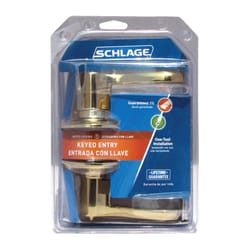 Schlage Flair Bright Brass Entry Door Knob 1-3/4 in.