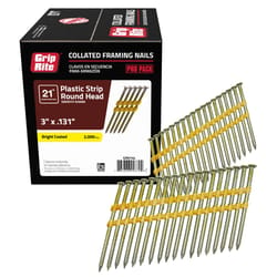 Grip-Rite 3 in. L X 10 Ga. Angled Strip Bright Framing Nails 21 deg 2000 pk