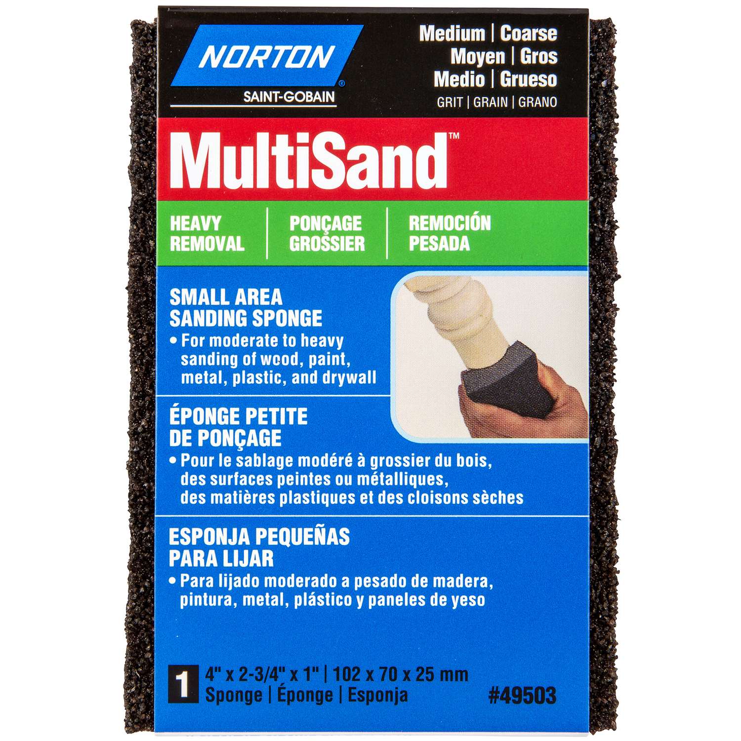 Norton MultiSand 4 in. L X 2.75 in. W X 1 in. T 60/80 Grit Coarse/Medium Small Area Sanding