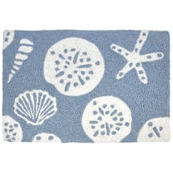 Jellybean 20 in. W X 30 in. L Blue/White Shells Polyester Accent Rug