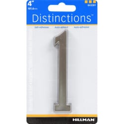 HILLMAN Distinctions 4 in. Silver Zinc Die-Cast Self-Adhesive Number 1 1 pc