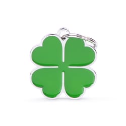 MyFamily Charms Green Four Leaf Clover Metal Dog Pet Tags Large