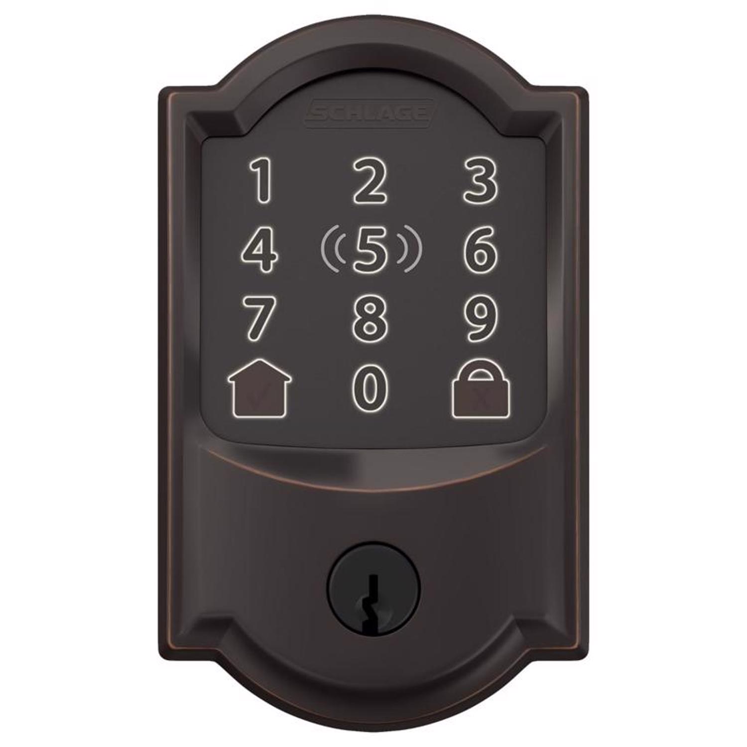 Schlage Encode Plus Aged Bronze Metal Wi-Fi Deadbolt with Camelot Trim