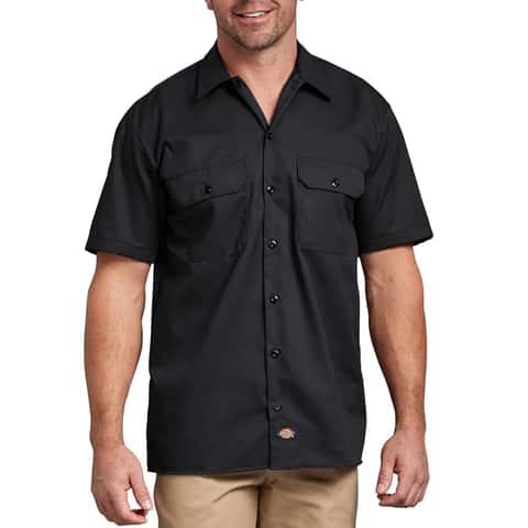 Dickies M Short Sleeve Men's Collared Black Work Shirt - Ace Hardware