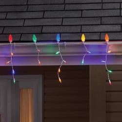 Celebrations Blue LED C9 Multicolored 70 ct Icicle Christmas Lights 9 ft.