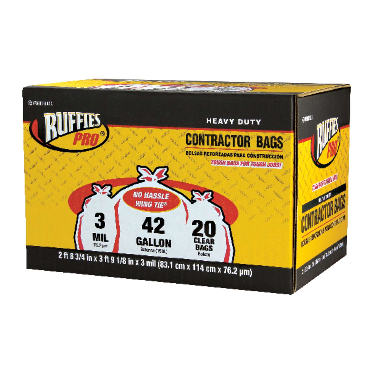Ruffies Pro 42 gal Contractor Bags Wing Ties 20 pk 3 mil Ace Hardware