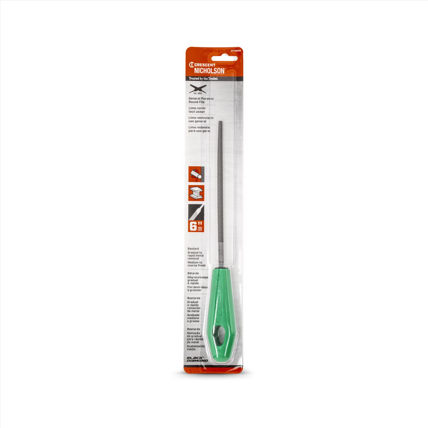 Crescent Nicholson 6 in. L X 1/4 in. W High Carbon Steel Bastard Single Cut/ Round File 1 pc