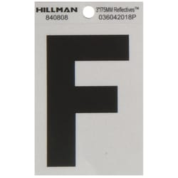 Hillman 3 in. Reflective Black Vinyl Self-Adhesive Letter F 1 pc