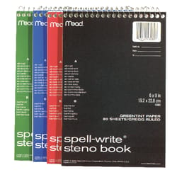 Mead 6 in. W X 9 in. L Wide Ruled Spiral Steno Book