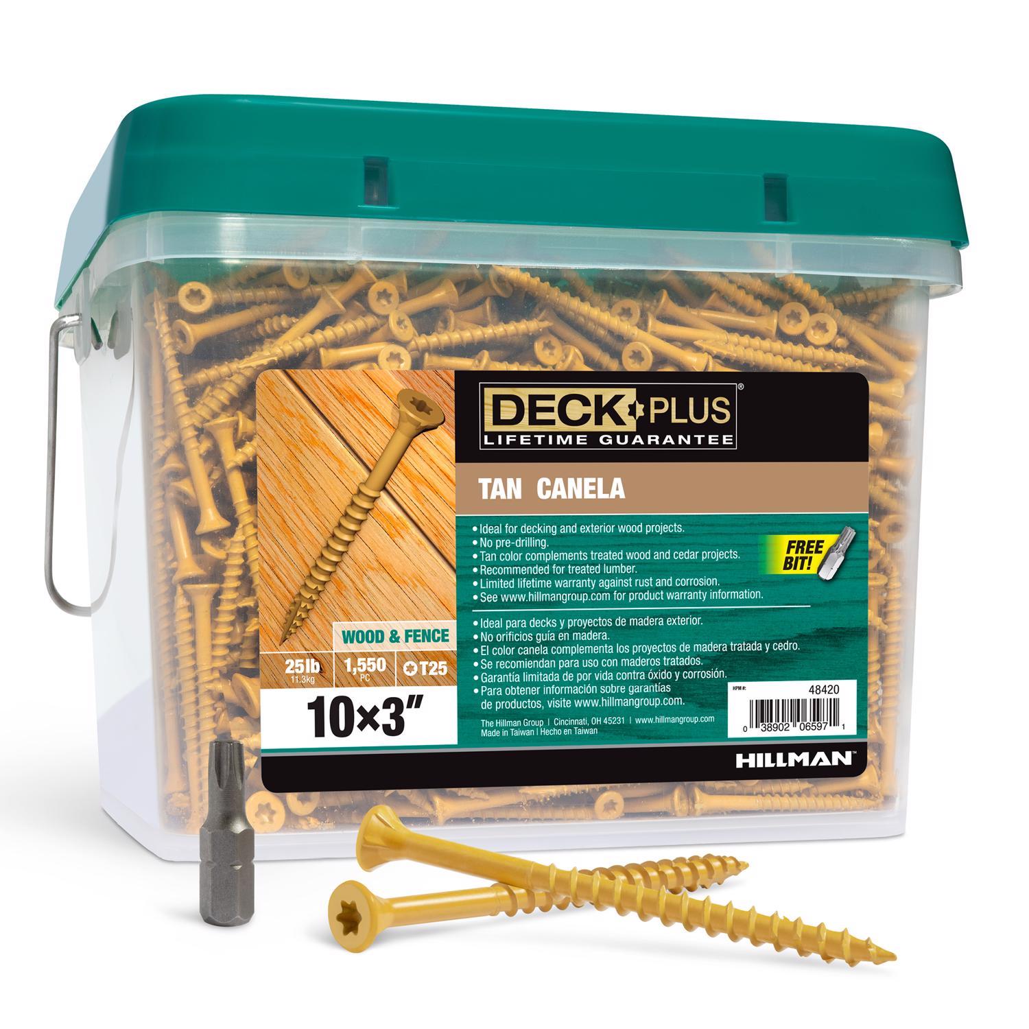 hillman deck plus no. 10 ga. x 3 in. l tan star flat head exterior deck screws 26 lb 1550