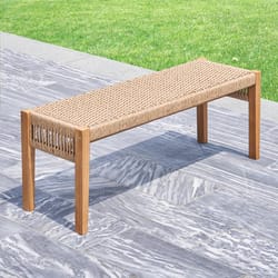 Azen Mauricio Brown Wood Outdoor Bench 16 in. H X 48 in. L X 15 in. D