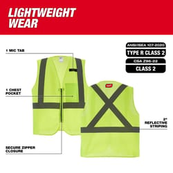 Milwaukee CSA Type R/Class 2 Reflective Mesh/One Pocket Safety Vest High Visibility Yellow S/M