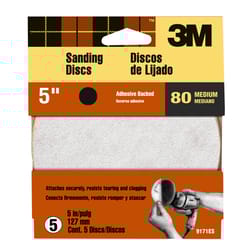 3M 5 in. Aluminum Oxide Adhesive Sanding Disc 80 Grit Medium 5 pk