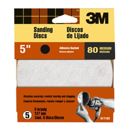 3M 5 in. Aluminum Oxide Adhesive Sanding Disc 80 Grit Medium 5 pk