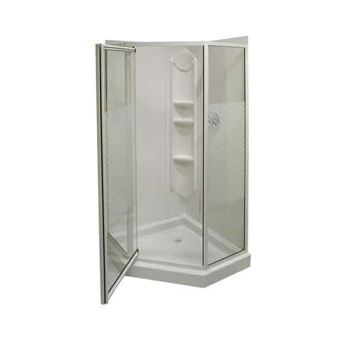 SUNNY SHOWER Corner Shower Enclosure 1/4 in. Clear Glass Double