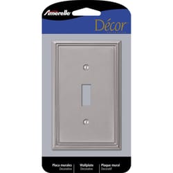 Amerelle Metro Brushed Nickel 1 gang Die-Cast Metal Toggle Wall Plate 1 pk