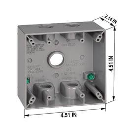 Sigma Engineered Solutions New Work 31 cu in Square Die-Cast Metal 2 gang Weatherproof Box Gray