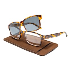 BluWater +2.50 Strength Unisex Brown Tortoise Frame Polarized Reading Glasses with Sunglass Clip