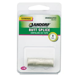 Jandorf 1/0 Ga. Uninsulated Wire Terminal Butt Splice Silver 1 pk