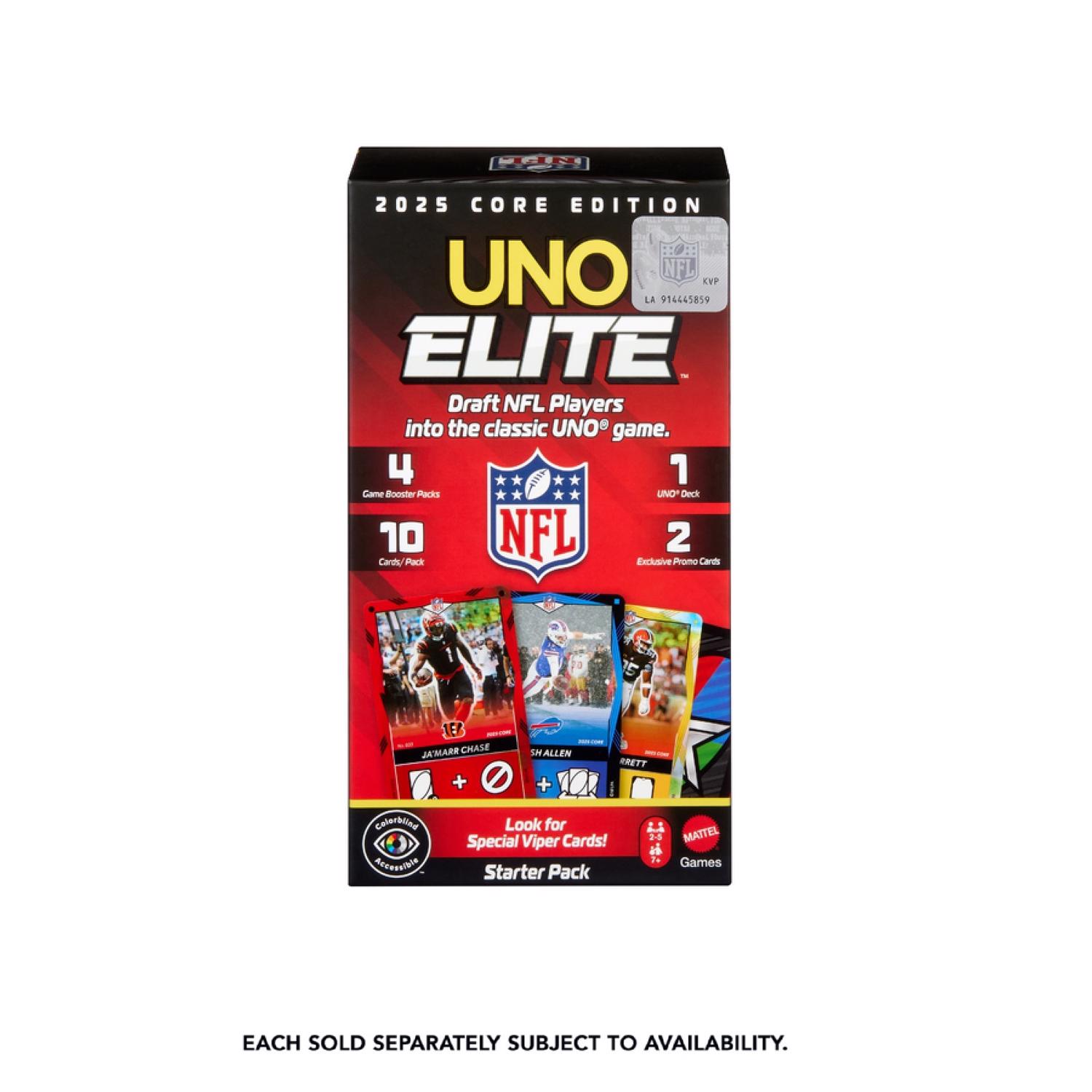 Mattel UNO Elite NFL 2025 Core Edition Starter Pack Card Game