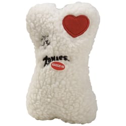 Zanies White Fleece Berber Bone Squeaky Dog Toy Large 1 pk