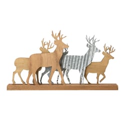 Glitzhome Multicolored Reindeer Table Decor 10 in.