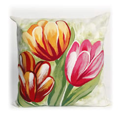 Liora Manne Visions III Warm Tulips Polyester Throw Pillow 20 in. H X 2 in. W X 20 in. L