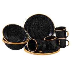 Cinsa Black Porcelain Enamel Dinnerware Set 12 pc