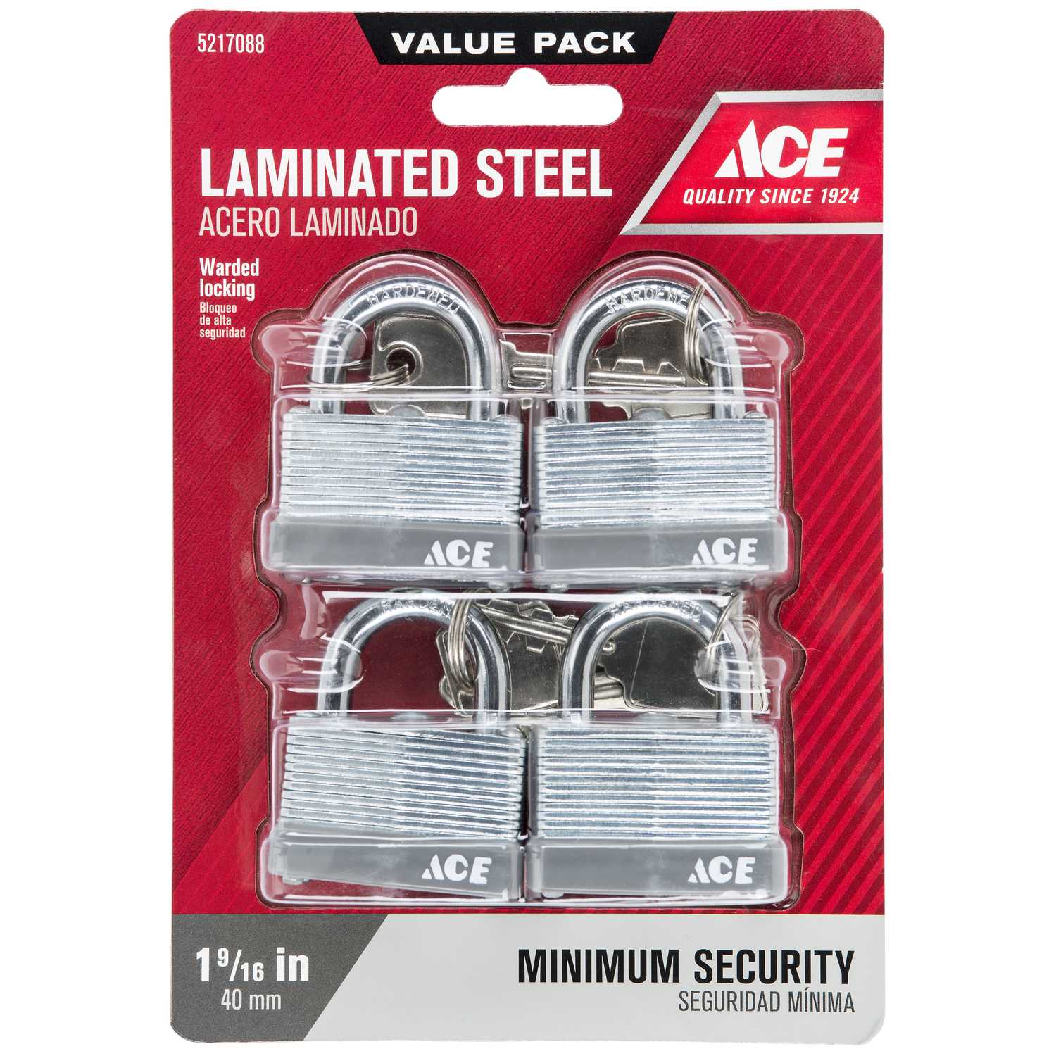 Ace 1 in. H x 11/2 in. W x 7/8 in. L Laminated Steel Warded Locking