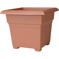 Novelty 13 in. H X 14 in. W X 14 in. D Plastic Countryside Tub Patio Planter Terracotta