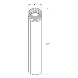 Imperial 4 in. D X 24 in. L Galvanized Steel Furnace Pipe