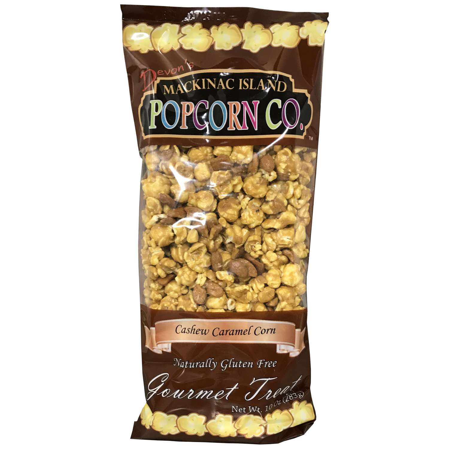 Devon's Mackinac Island Fudge Co. Cashew Caramel Popcorn 10 oz Pegged