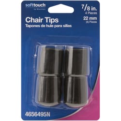 Softtouch Rubber Table/Chair Leg Tip Black Round 7/8 in. W X 7/8 in. L 4 pk