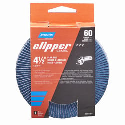 Norton Clipper 4-1/2 in. D X 5/8-11 in. Zirconia Alumina/X-Wt Cotton Flap Disc 60 Grit 1 pk