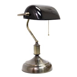 All The Rages Simple Designs 14.75 in. Antique Nickel Black Desk Lamp